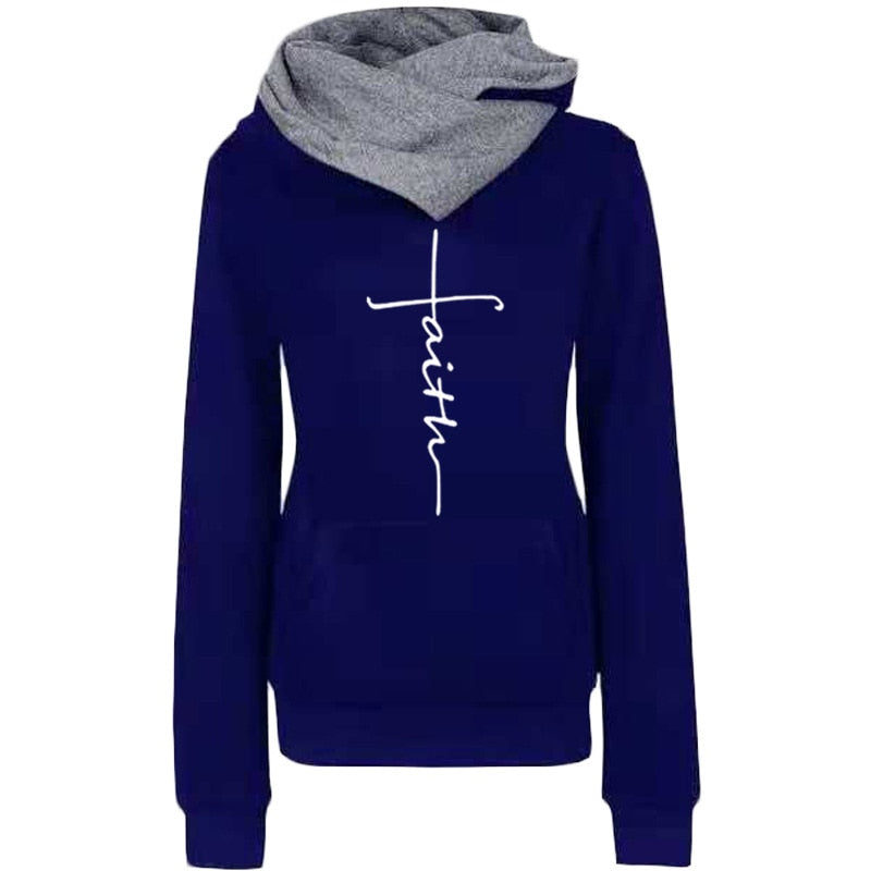 Autumn Winter Hoodies Sweatshirts Faith Embroidered Sweatshirt Long Sleeve Pullovers Casual Warm Hooded Top The Clothing Company Sydney
