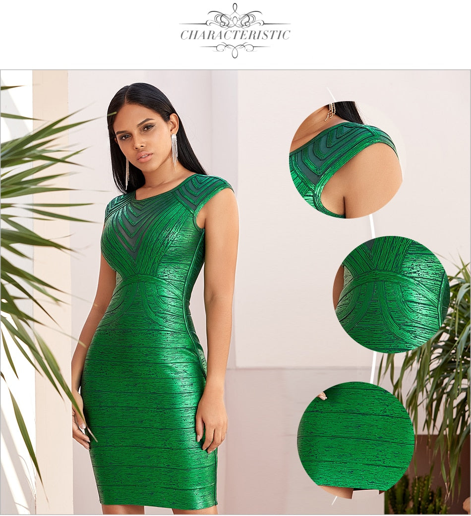 Summer Green Gold Lace Bandage Dress Hollow Out Bodycon Club Celebrity Evening Runway Party Ladies Dresses The Clothing Company Sydney
