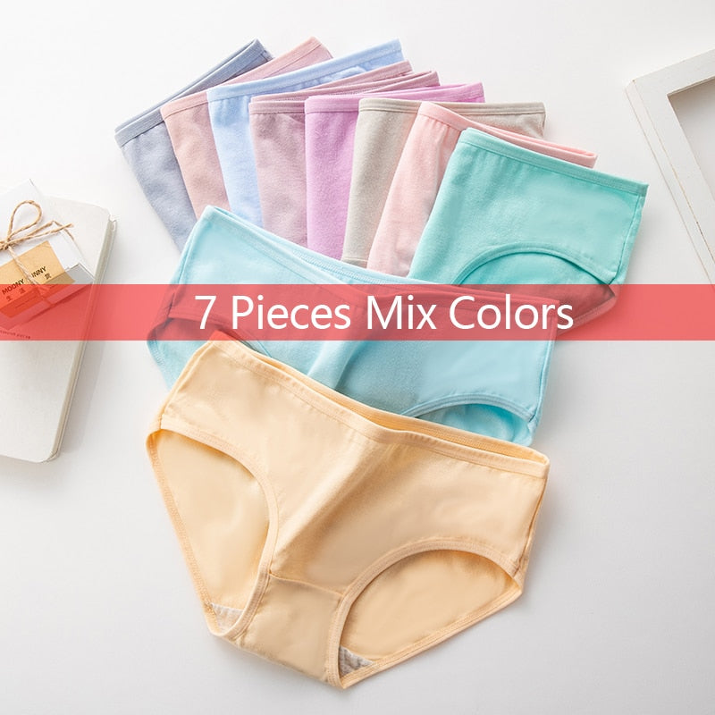 7Pcs/5Pcs Women Panties Comfort Cotton Mix Breathable Underwear Seamless Ladies Low Waist Lingeries Cute Girls Briefs The Clothing Company Sydney