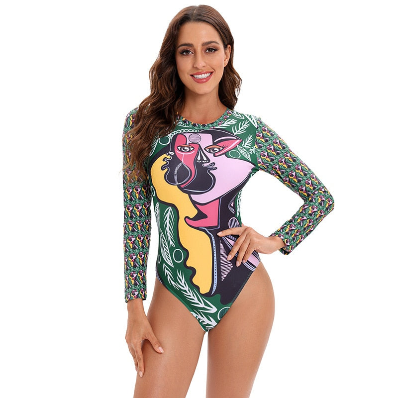 Long sleeve swimwear one piece swimsuit backless jumpsuit swim suit Bathing Suit beach wear Bodysuit Monokini The Clothing Company Sydney