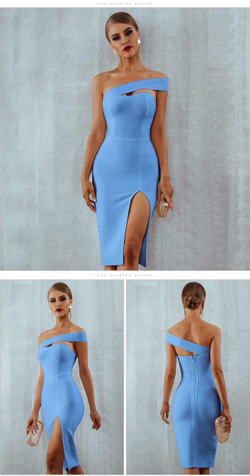 White Blue Bodycon Bandage Dress Summer Elegant Black One Shoulder Strapless Celebrity Runway Party Dress The Clothing Company Sydney
