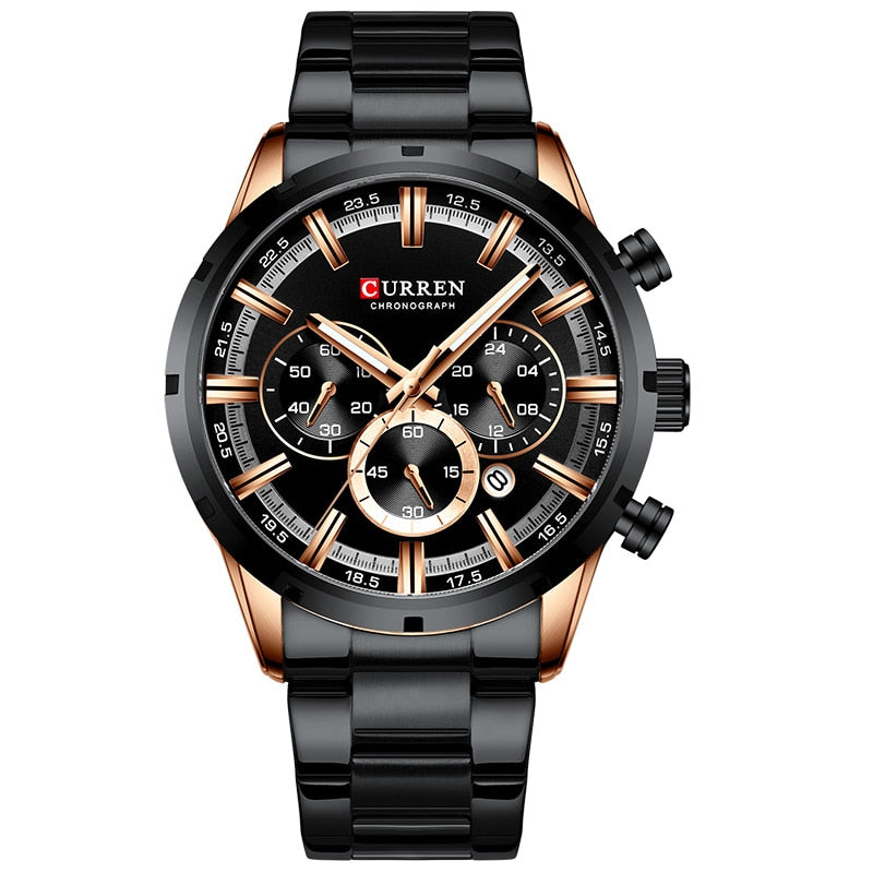 Men's Watch Luxury Sports Quartz Mens Watches Full Steel Waterproof Chronograph Wristwatch The Clothing Company Sydney