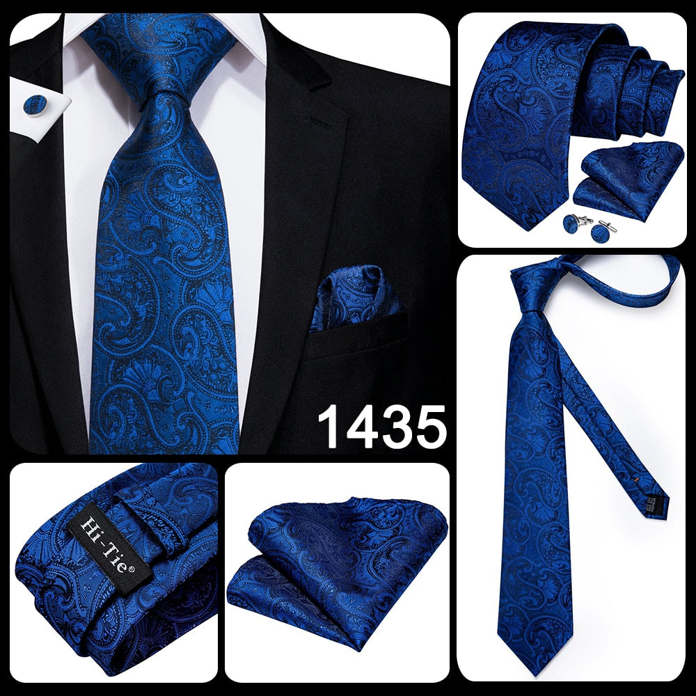 Business Tie for Men Silk Blue Tie Dots Necktie Set Plaid Cufflinks for Wedding Business Tie 150cm The Clothing Company Sydney