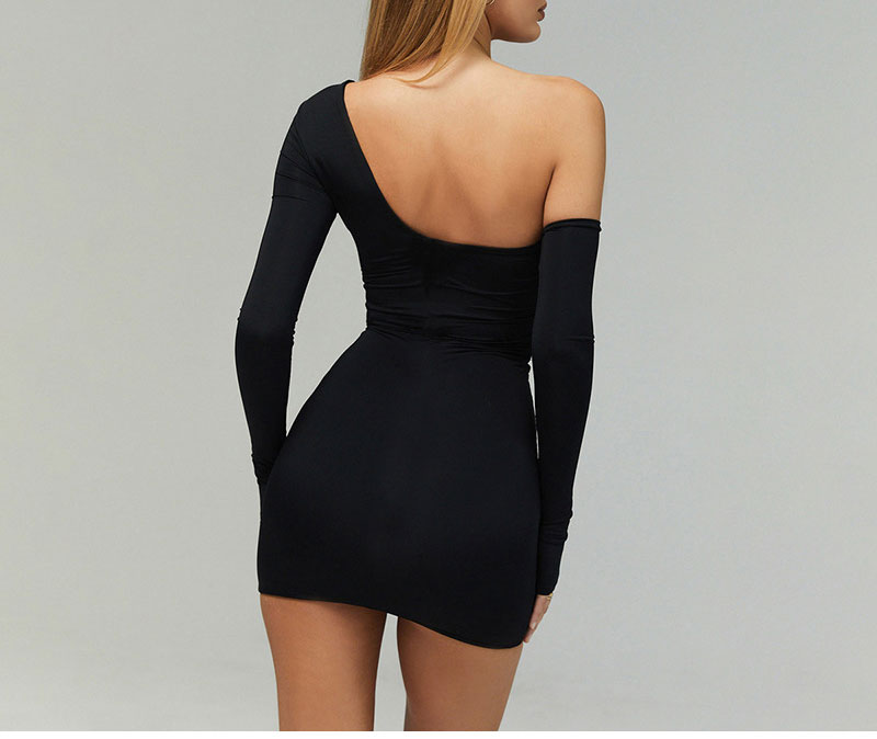One Shoulder Bandage Bodycon Dress Long Sleeve Cut Out Mini Black Party Dresses Club Wear The Clothing Company Sydney