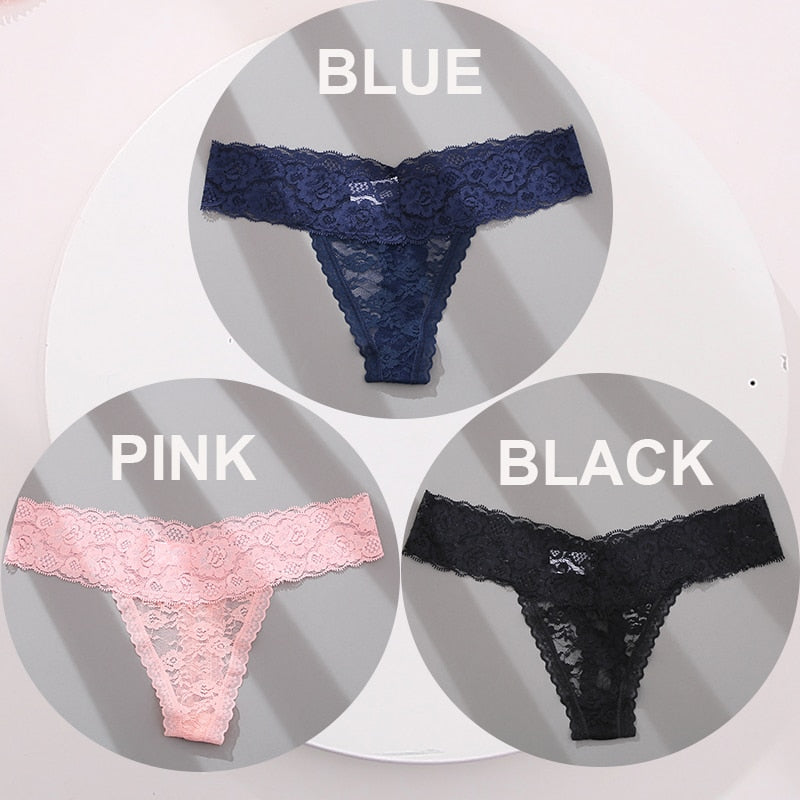 3 pack G-string Thong Panties Lace Floral Underwear Transparent Underpants Lingerie Briefs The Clothing Company Sydney