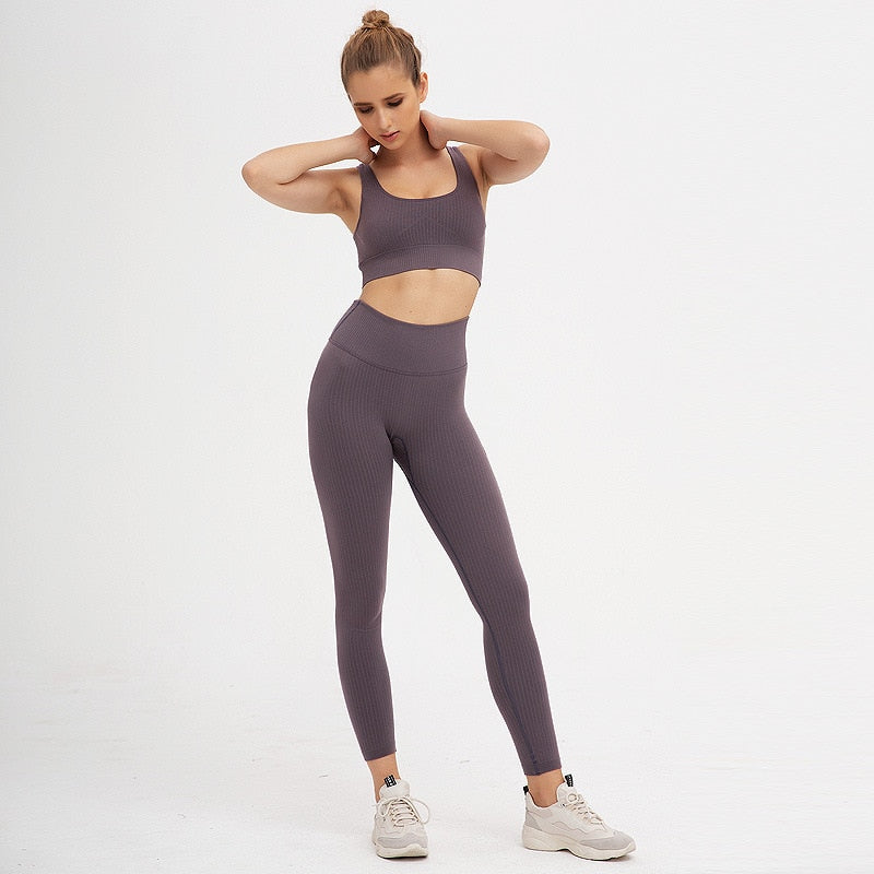 2 Pieces Seamless Fitness Yoga Suit Gym Push Up Clothes Workout Sport Set Padded Sports Bra High Waist Legging Sportswear The Clothing Company Sydney