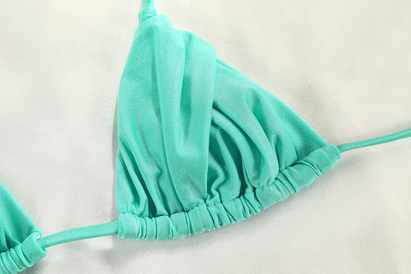 2 Piece Glitter Fabric Bikini Set Folds Swimsuit Halter Bathing Suit Swimwear Beachwear The Clothing Company Sydney