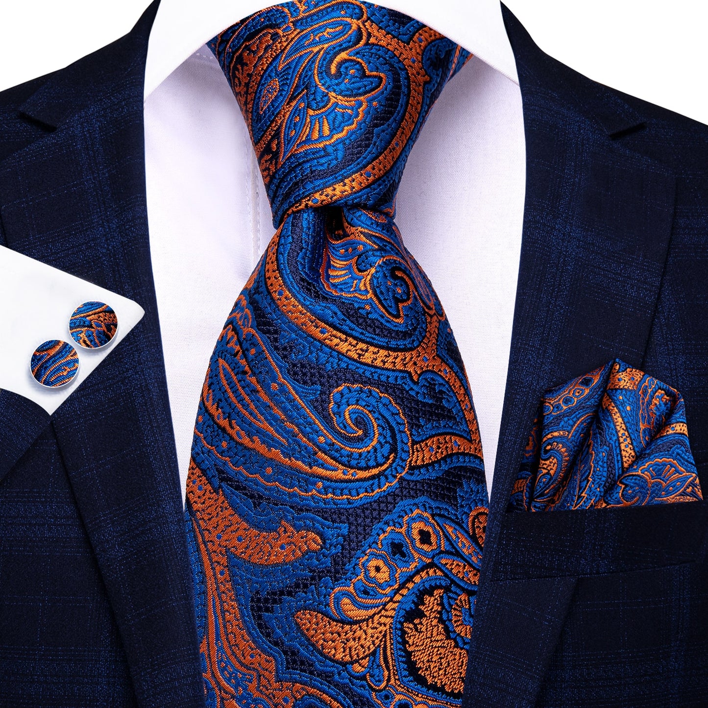 3 Piece Business Classic Blue Black Striped Solid Neck Tie Necktie Pocket Square Cufflinks Wedding Party Silk Tie Set The Clothing Company Sydney