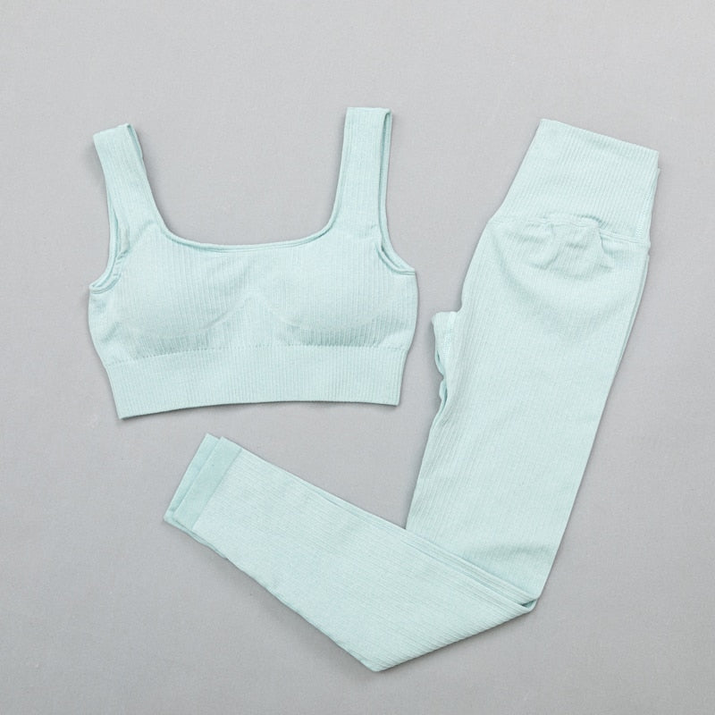 2 Piece High Waist Sports Legging Gym Women's sportswear Seamless Fitness Yoga Suit High Stretchy Workout Padded Sports Bra Leggings Set The Clothing Company Sydney