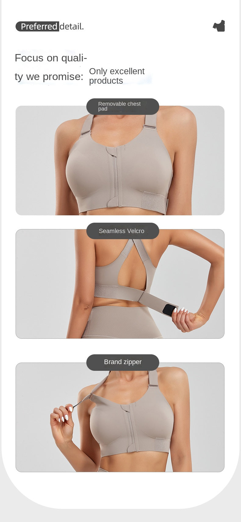 Shockproof Gym Sports Plus Size High-intensity Workout Running Seamless Velcro Shoulder Strap Hem Fitness Bra Top The Clothing Company Sydney