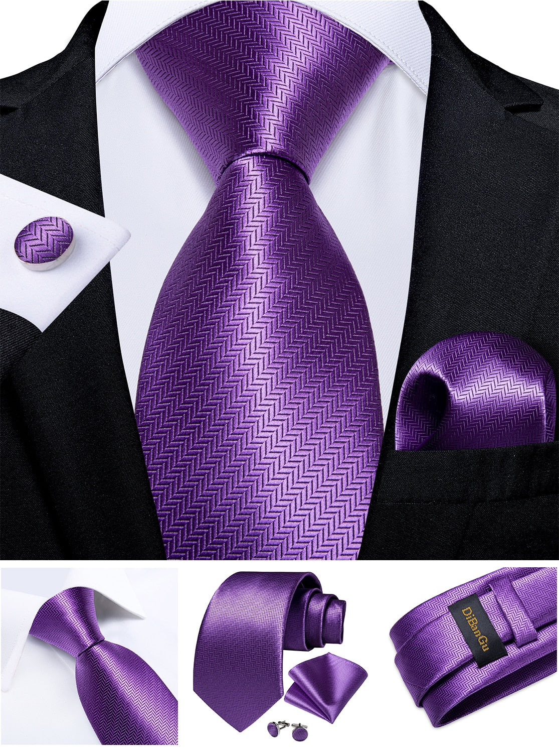 Men Purple Floral Paisley Necktie Business Formal 100% Silk Tie Pocket Square Set For Wedding Party The Clothing Company Sydney