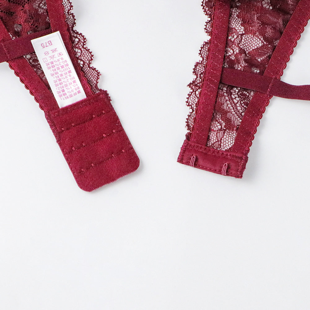 Ultra-Thin Gathered Plus Size Bowknot Floral Underwear Lace Strap Bra + Panties + Garte 3 Piece set The Clothing Company Sydney