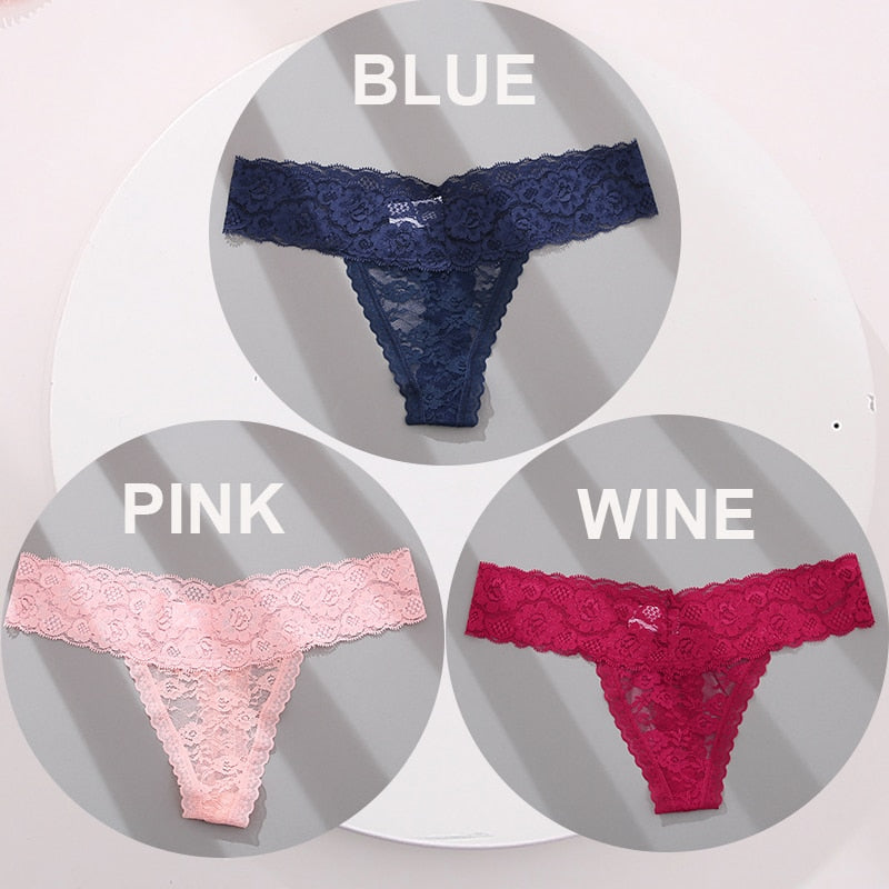 3 pack G-string Thong Panties Lace Floral Underwear Transparent Underpants Lingerie Briefs The Clothing Company Sydney
