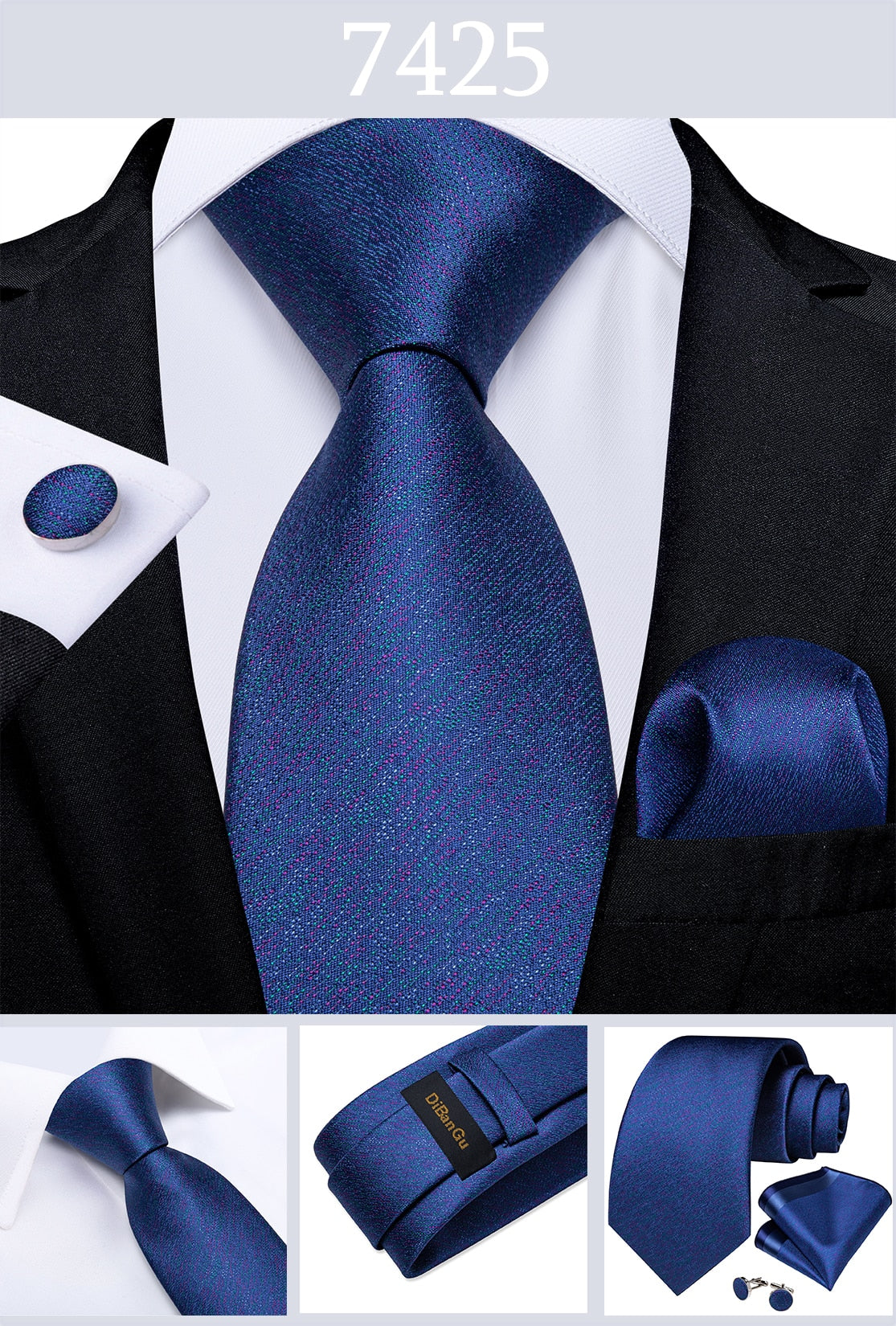 Classic 100% Silk Men's Ties 8cm Blue Plaid Dot Striped Business Necktie Handkerchief Wedding Party Tie Set The Clothing Company Sydney