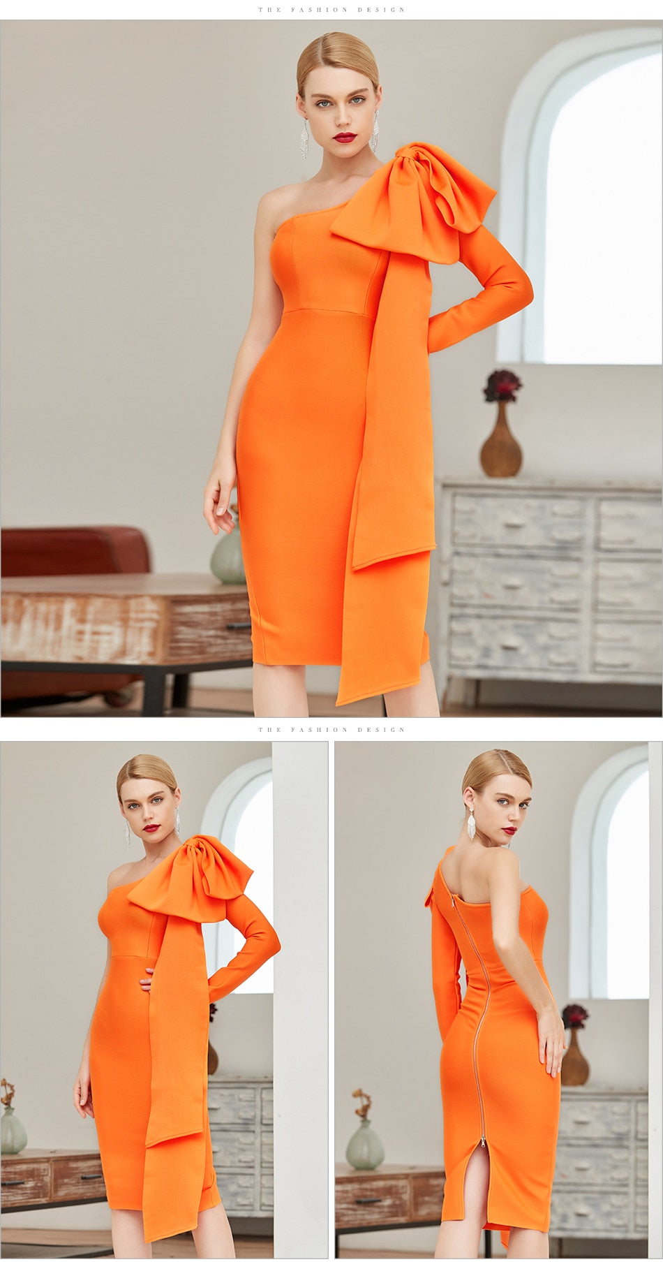 Winter One Shoulder Bodycon Bandage Dres Bow Long Sleeve Club Midi Celebrity Evening Runway Party Dresses The Clothing Company Sydney