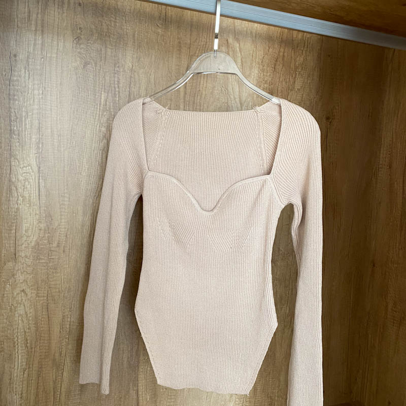 Square Collar Long Sleeve Knitted Pullover Spring Autumn Sweater Winter Top Jumper The Clothing Company Sydney