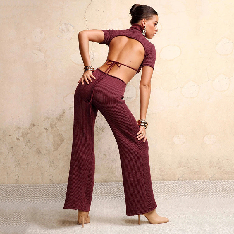 Cotton Backless Cutout Bandage Jumpsuits Flare Pants Rompers Club Party One Piece Outfits Overalls The Clothing Company Sydney