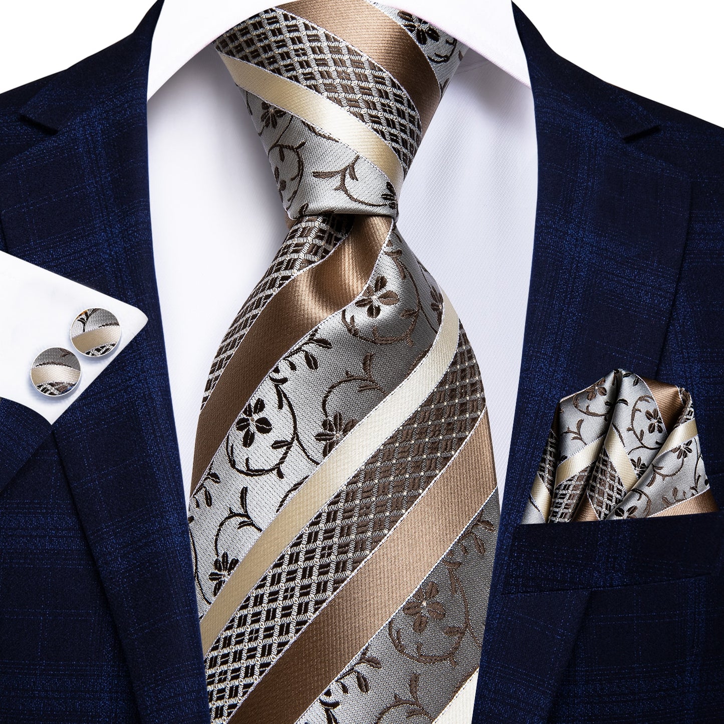 3 Piece Business Classic Blue Black Striped Solid Neck Tie Necktie Pocket Square Cufflinks Wedding Party Silk Tie Set The Clothing Company Sydney