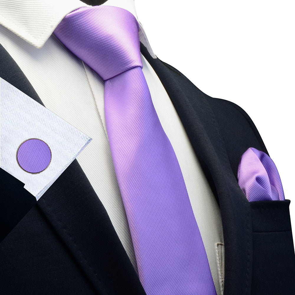 3 Piece Men's Silk Tie Set 8cm Ties Handkerchief Cufflinks Sets Red Gold Purple Necktie for Men Wedding Gift The Clothing Company Sydney