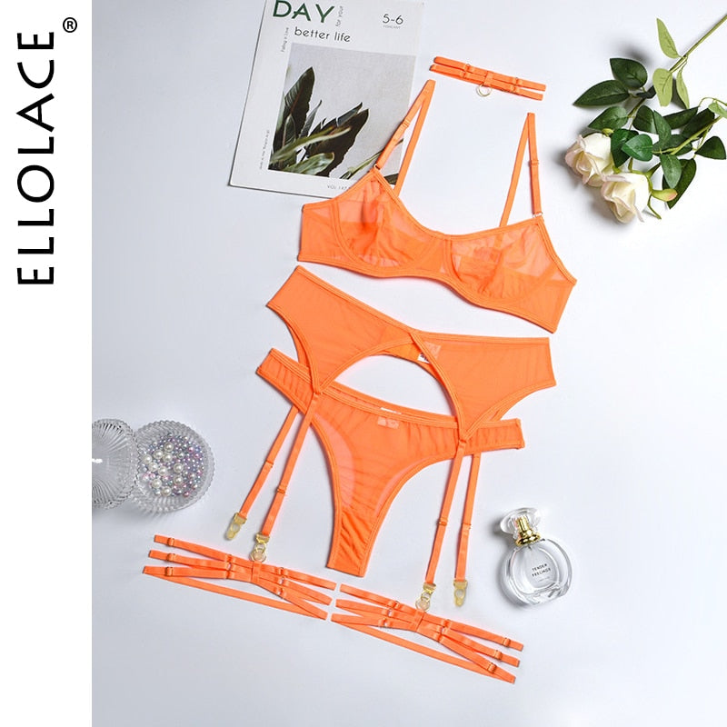4 Piece Lingerie Underwear Bra Garters Brief Sets Transparent Lace Seamless Panties Set The Clothing Company Sydney