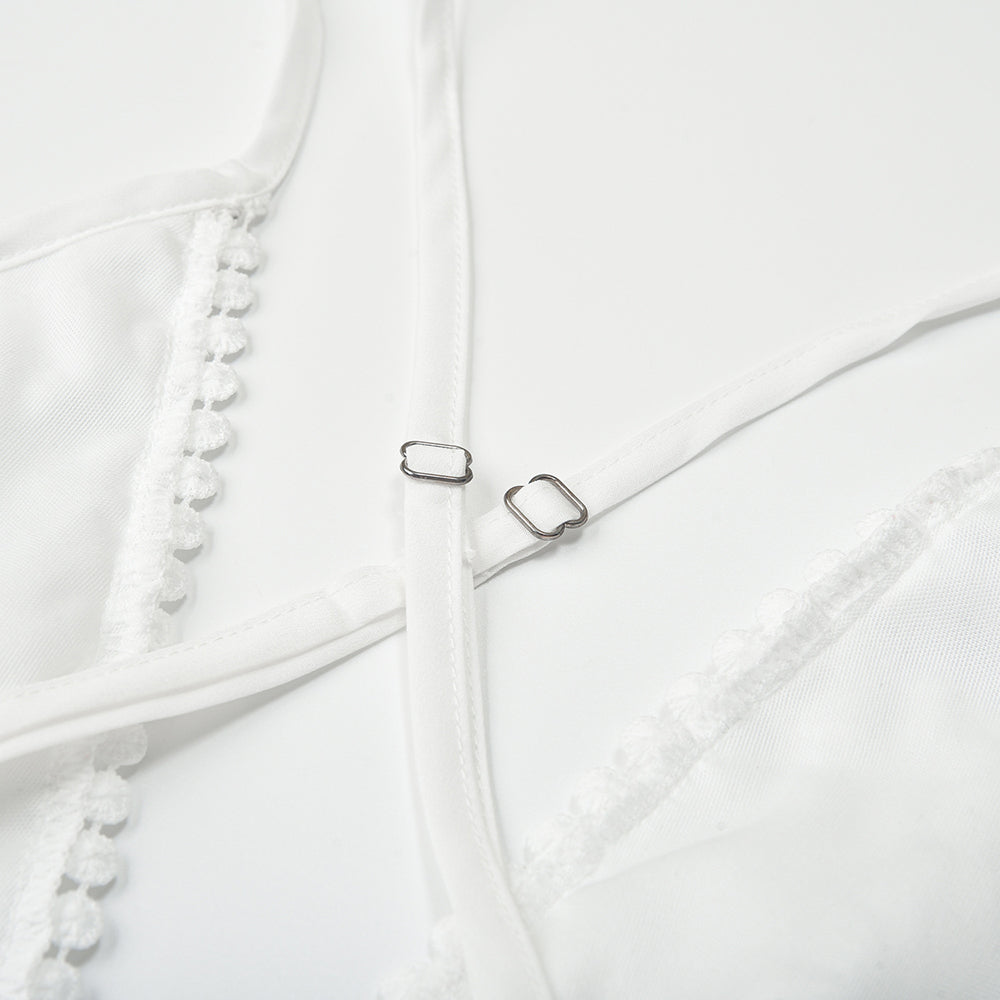 Summer Sundress White Floral Embroidery Mesh Lace Sexy Backless Beach Dress The Clothing Company Sydney