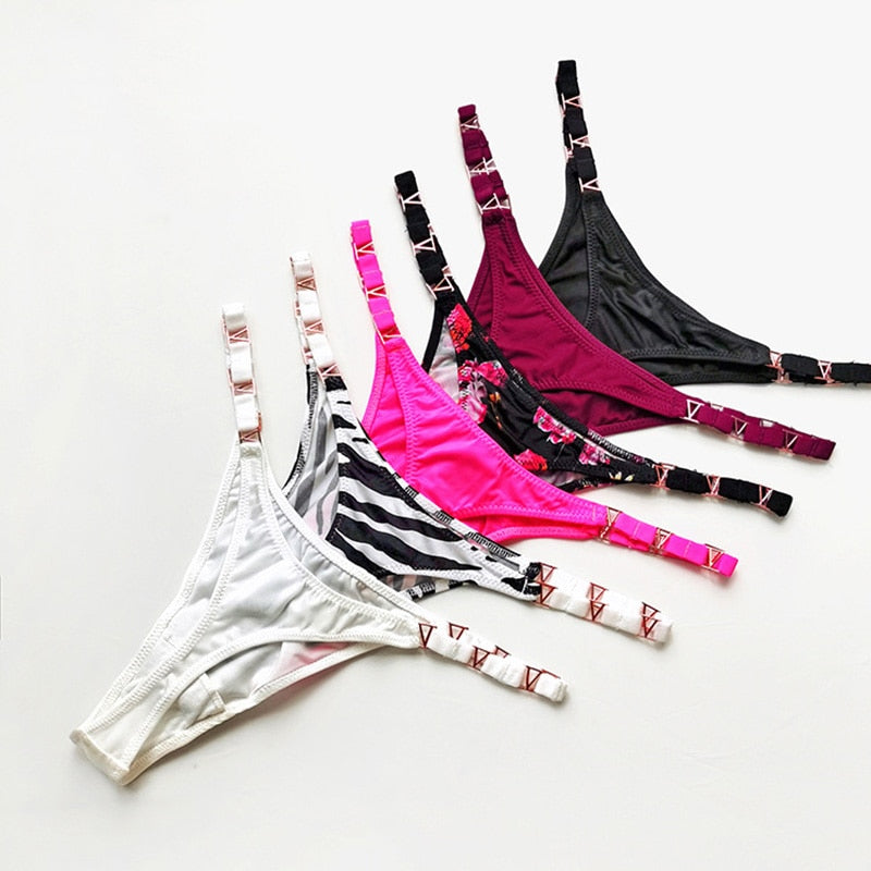 Thong Women Underwear Briefs Seamless Panties Zebra Flower Low Rise Luxury Metal Buckle G String Bikini Female Panty The Clothing Company Sydney
