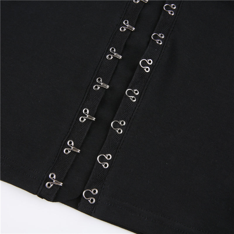 Streetwear Square Neck Hook Cotton Aututmn T-shirts Bodycon Gothic White Crop Tops Tees Long Sleeve T shirt The Clothing Company Sydney