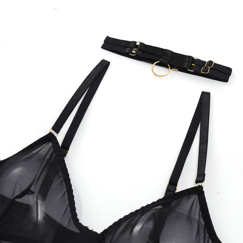 4 Piece Lingerie Underwear Bra Garters Brief Sets Transparent Lace Seamless Panties Set The Clothing Company Sydney
