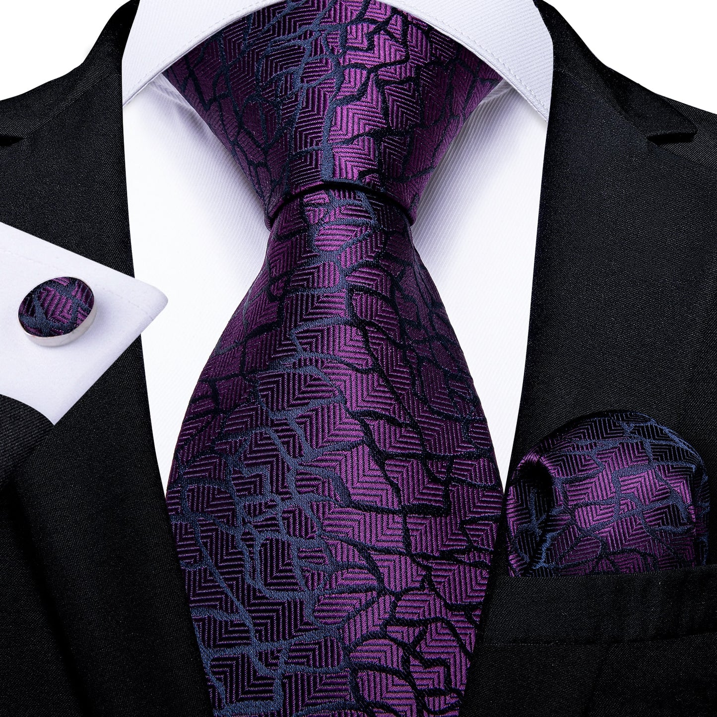 Men Purple Floral Paisley Necktie Business Formal 100% Silk Tie Pocket Square Set For Wedding Party The Clothing Company Sydney