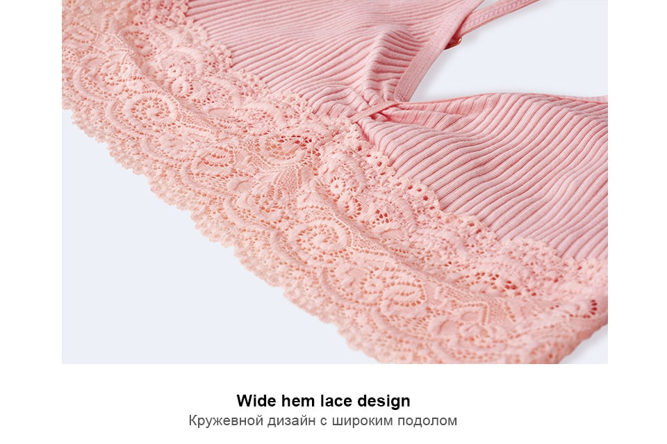 Homewear Seamless Ribbed Thin Bra  Wire Free Ladies Lace Bralette Backless Cotton underwear Lace Lingerie The Clothing Company Sydney