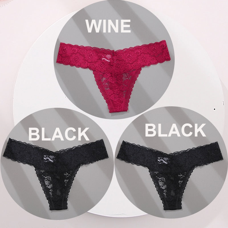 3 pack G-string Thong Panties Lace Floral Underwear Transparent Underpants Lingerie Briefs The Clothing Company Sydney