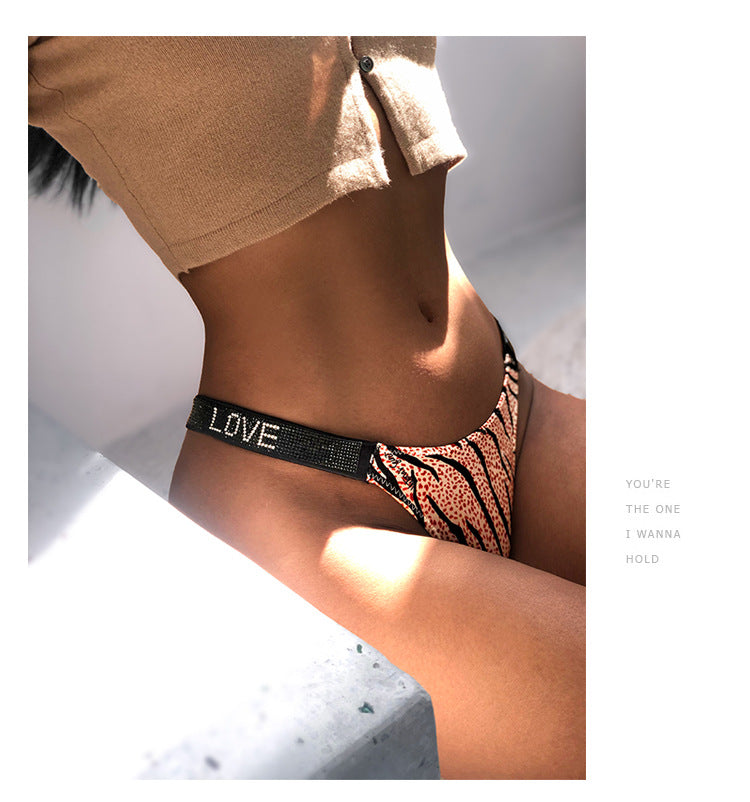 Ice Silk Seamless Panties G String Sexy Rhinestone Leopard Underwear Low Waist Fitness Lingerie T Thongs The Clothing Company Sydney