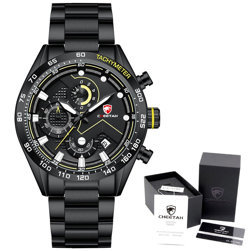 CHEETAH Men's Top Luxury Brand Stainless Steel Business Quartz Watches Chronograph Casual Sport Wrist Watches for Men The Clothing Company Sydney