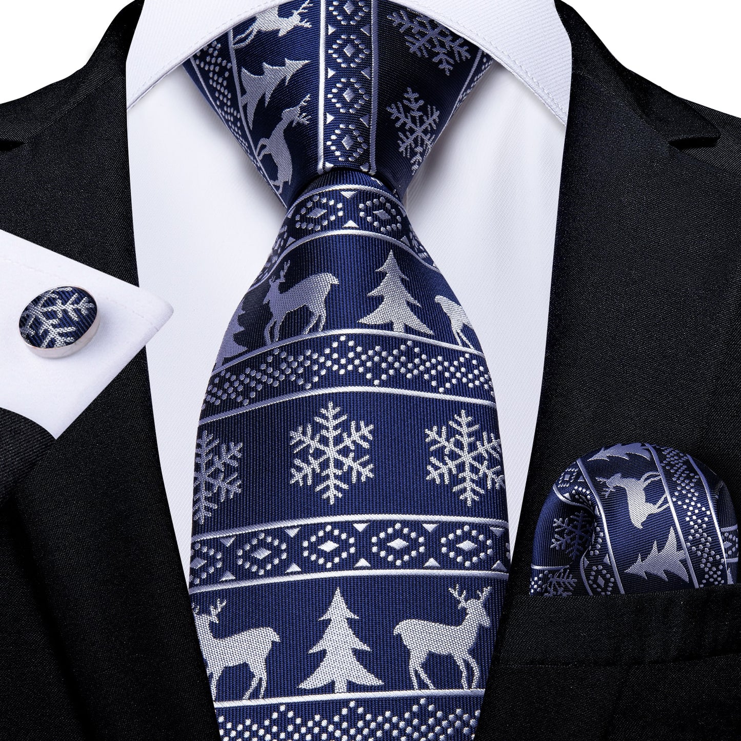 3 Piece Classic 100% Silk Men's Ties 8cm Blue Plaid Dot Striped Business Necktie Handkerchief Wedding Party Tie Set The Clothing Company Sydney
