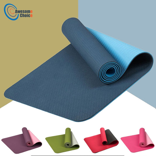 183*61cm 6mm Thick Double Color Non-slip TPE Yoga Mat Quality Exercise Sport Mat for Fitness Gym Home Pad with Carry Bag The Clothing Company Sydney