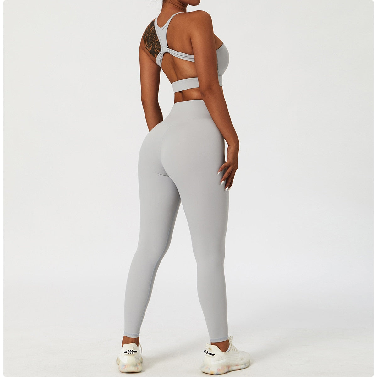 2 Piece Women's Yoga Set Workout Shirts Sport Pants Bra Gym Suits Fitness Shorts Crop Top High Waist Running Leggings Sports Sets The Clothing Company Sydney