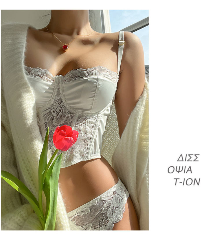 Lace Embroidery Bra Set Lingerie Steel Rubber Bone Push Up Bras French Brassiere Top and Panty Set Underwear The Clothing Company Sydney