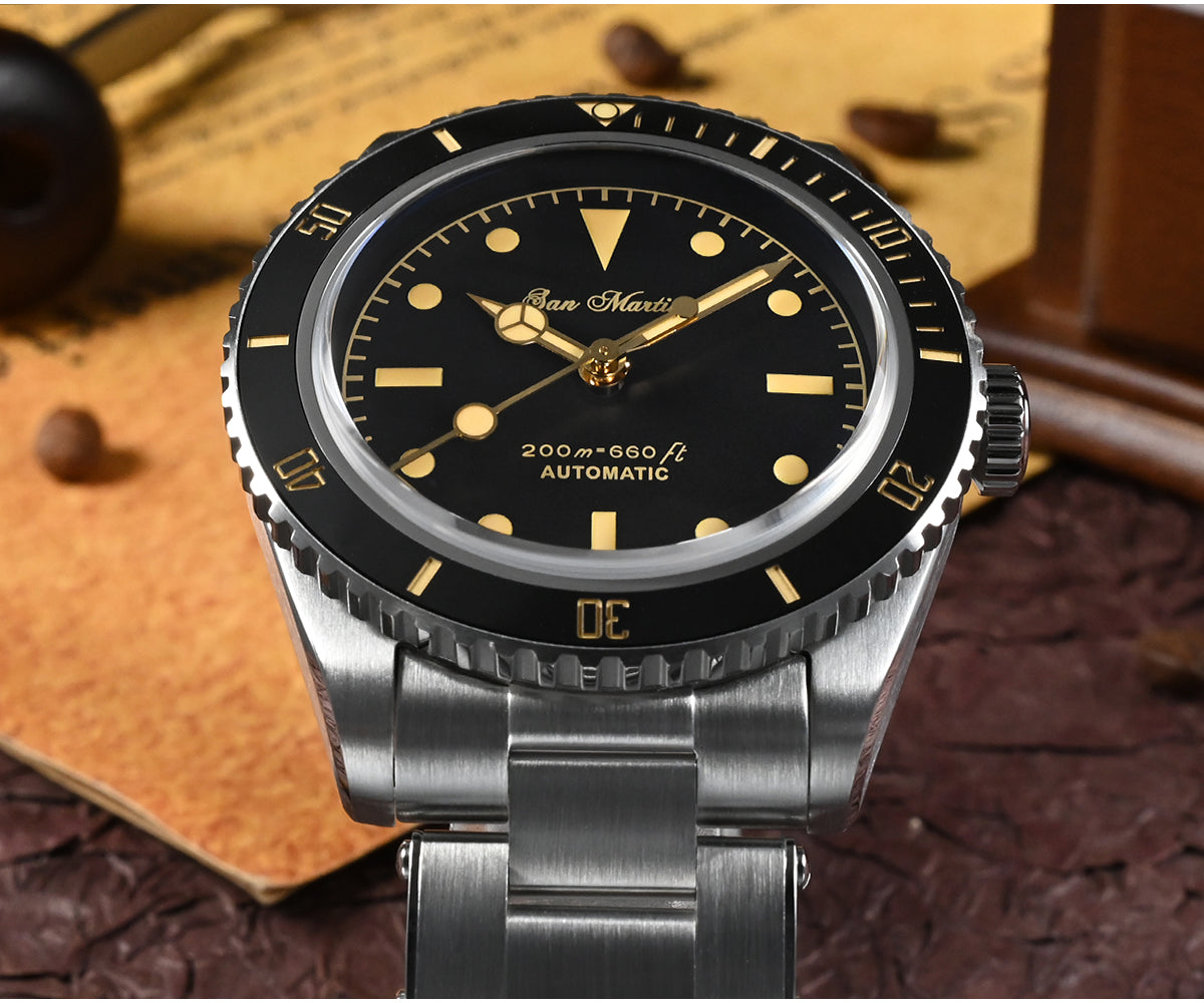 San Martin Men's 38mm Diver 6200 Retro Water Ghost Luxury Sapphire NH35 Automatic Mechanical Vintage 20Bar Luminous Watch Clothing Company Sydney
