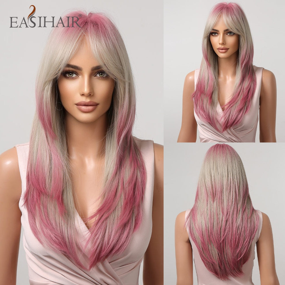 Brown Straight Synthetic Wigs with Bangs Natural Layered Hair Wigs for Women Daily Cosplay Party Heat Resistant Wigs The Clothing Company Sydney