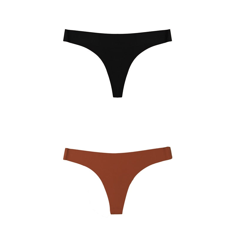 2 Pack Thong G-string Women Seamless Underwear Ice Silk Super Thin Breathable Low Waist Solid Briefs Panties Lingerie The Clothing Company Sydney