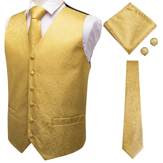 4Piece Mens Vest for Suit Luxury Paisley Floral Plaid Suit Silk Vest and Tie Set Blue Gold Red Sliver Wedding Vest The Clothing Company Sydney