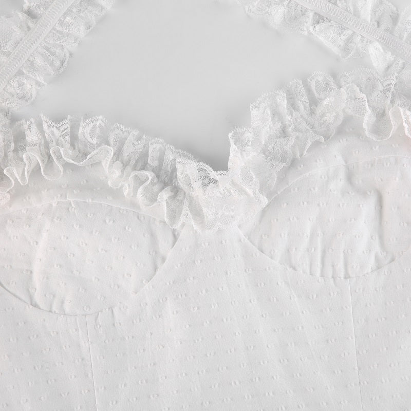 y2k Ruffles Bow Cute Sweet Sundress Fairycore Backless Party Beach Halter Zip Bodycon Mini Dress The Clothing Company Sydney