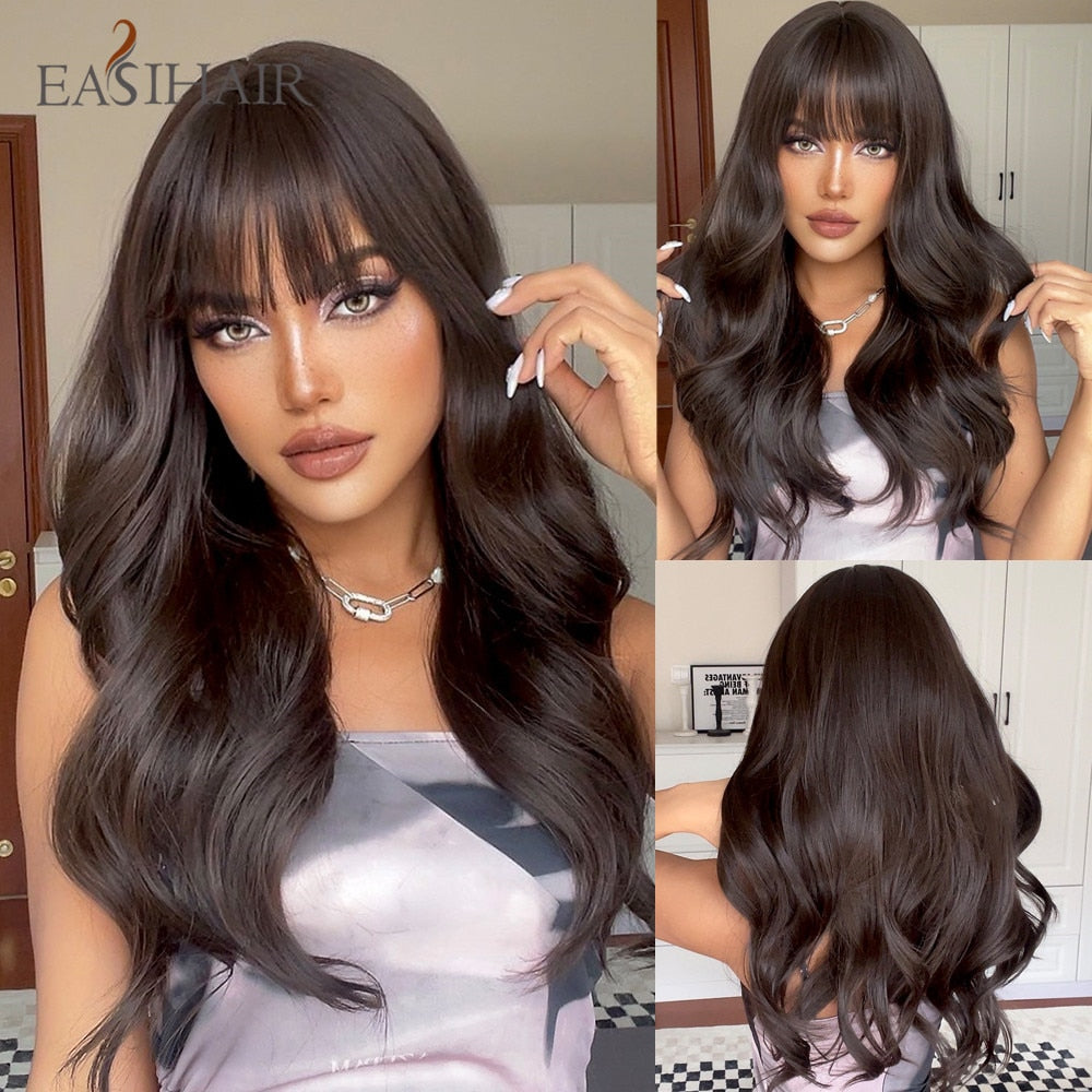 Ombre Brown Light Blonde Platinum Long Wavy Middle Part Hair Wig Cosplay Natural Heat Resistant Synthetic Wig for Women The Clothing Company Sydney