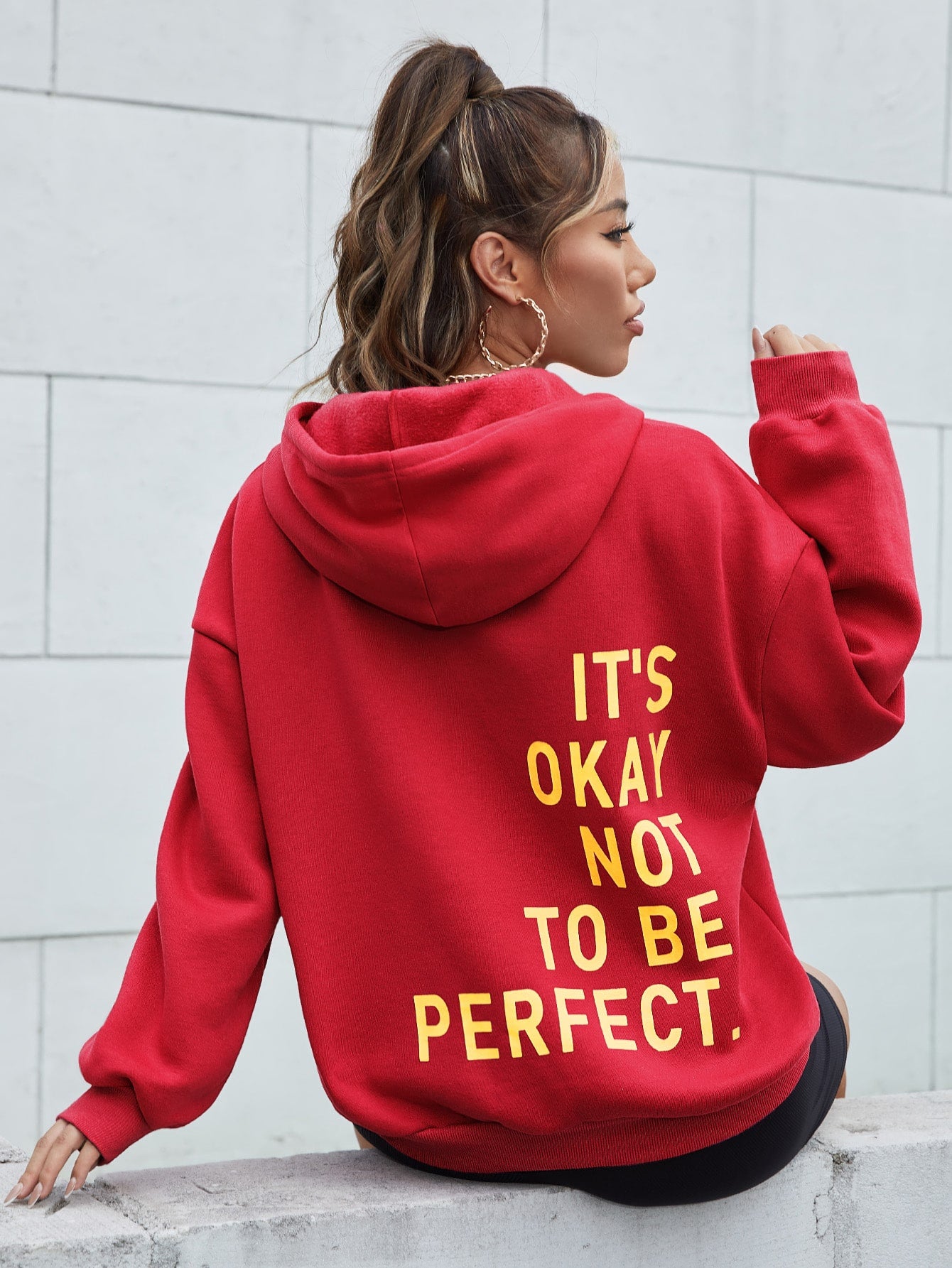 It's Okay No To Be Perfect Print Cotton Mix Long Sleeve Hoodie Niche Soft Sweatshirts Essential Comfortable Tracksuit Sweatershirts The Clothing Company Sydney