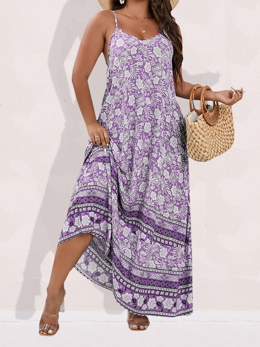 Ditsy Floral Maxi Cami Dress Backless Plus Size Women's Summer Elegant Large Hem Beach Dresses The Clothing Company Sydney