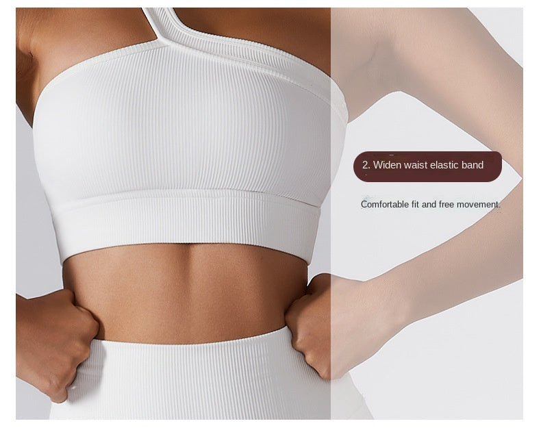 Seamless Thread Fabric Fitness Bra Single Shoulder Strap Gym Top Sports Underwear Outerwear Running Yoga Clothes The Clothing Company Sydney