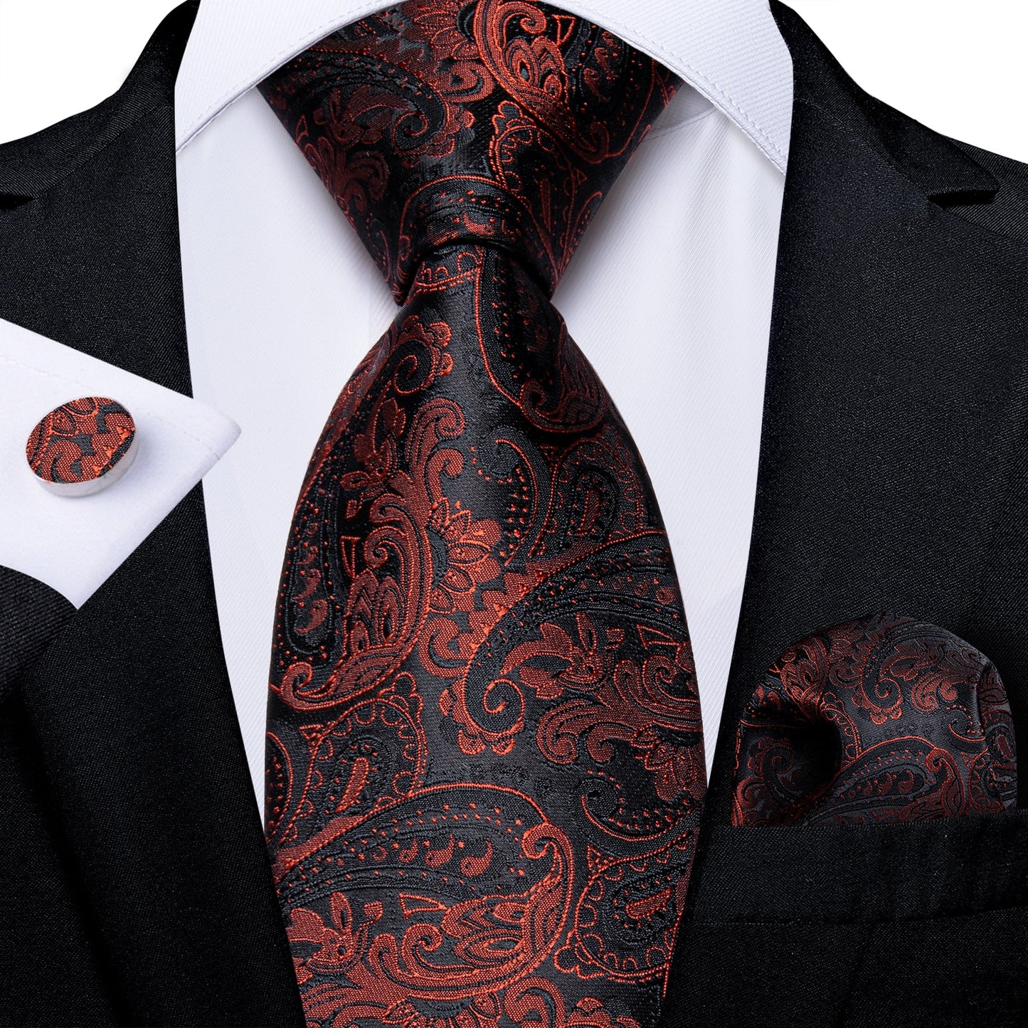 Designer Wedding Men's Tie Red Solid Striped Paisley Neckties For Men Business Hanky Cufflinks Tie Set The Clothing Company Sydney