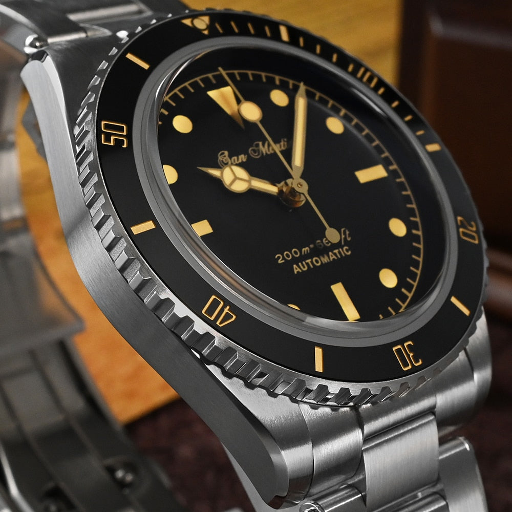 San Martin Men's 38mm Diver 6200 Retro Water Ghost Luxury Sapphire NH35 Automatic Mechanical Vintage 20Bar Luminous Watch Clothing Company Sydney