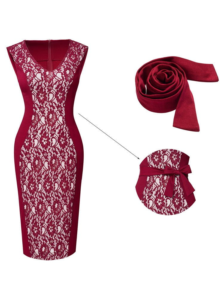 Summer Women Elegant Lace Patchwork Low Cut Dresses Formal Wedding Party Vintage Bodycon Slim Dress The Clothing Company Sydney