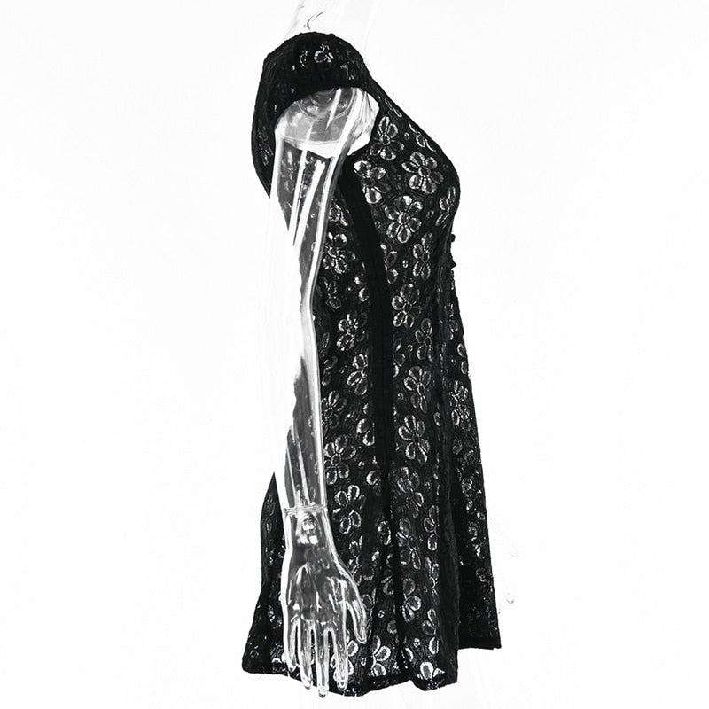 Square Neck Black White Mini Summer High Waist Short Sleeve Beachwear Bodycon Hollow Out Sundress Dress The Clothing Company Sydney